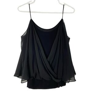Bailey 44 Cold Shoulder Top Shirt Womens Size Small Black Sheer Blouse 3/4 Slv